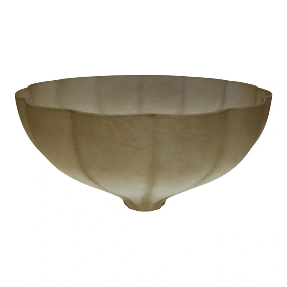 Torchiere REPLACEMENT Floor Lamp Glass Shade Fluted Clam Shape Amber Alabaster